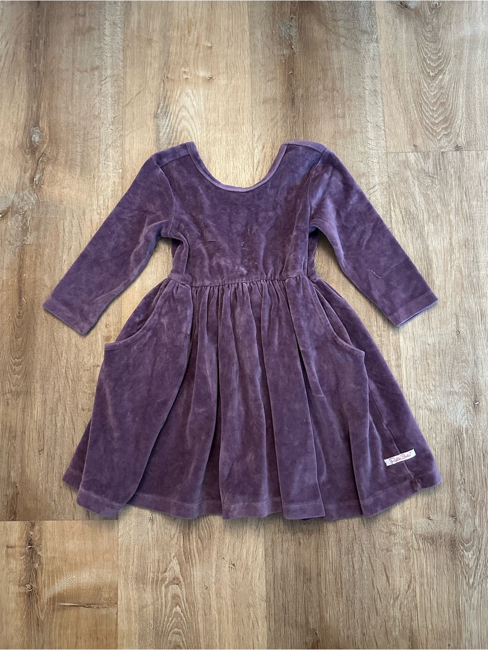 Ruffle Butts Purple Velvet Bow Pocket Dress